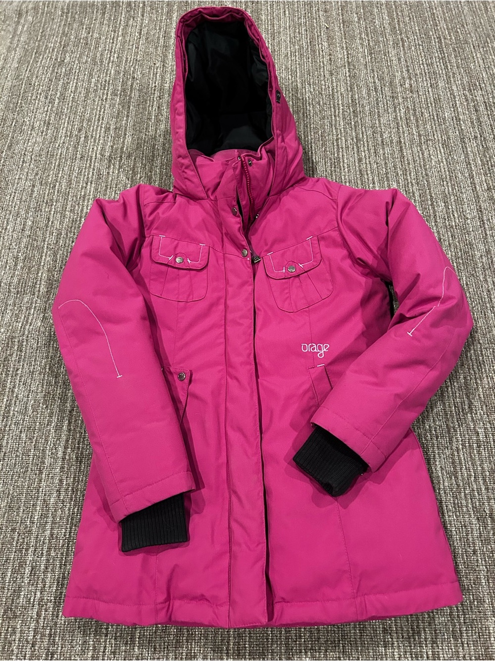 Orage  Magenta Winter Jacket - Insulated Hooded Coat down and feather mix